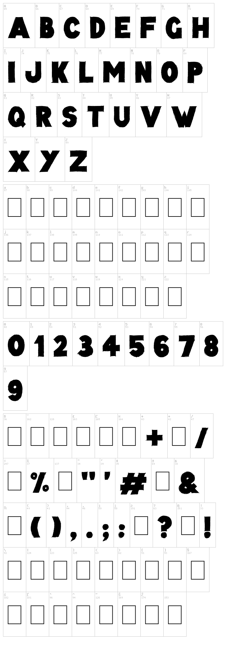 Lazy Sketch Black font map